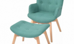 Kényelmes fotel, karosszék lábtartóval zöld